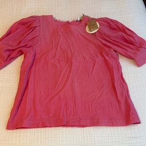 Umgee Pink Puff Sleeve Blouse